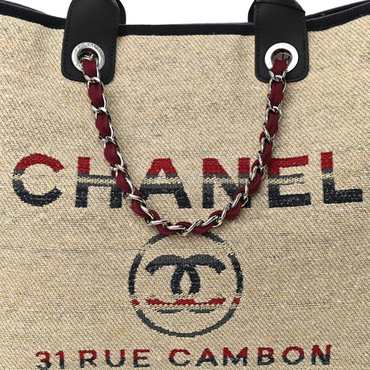 Chanel Striped Canvas Large Deauville Tote Beige 8 of 12