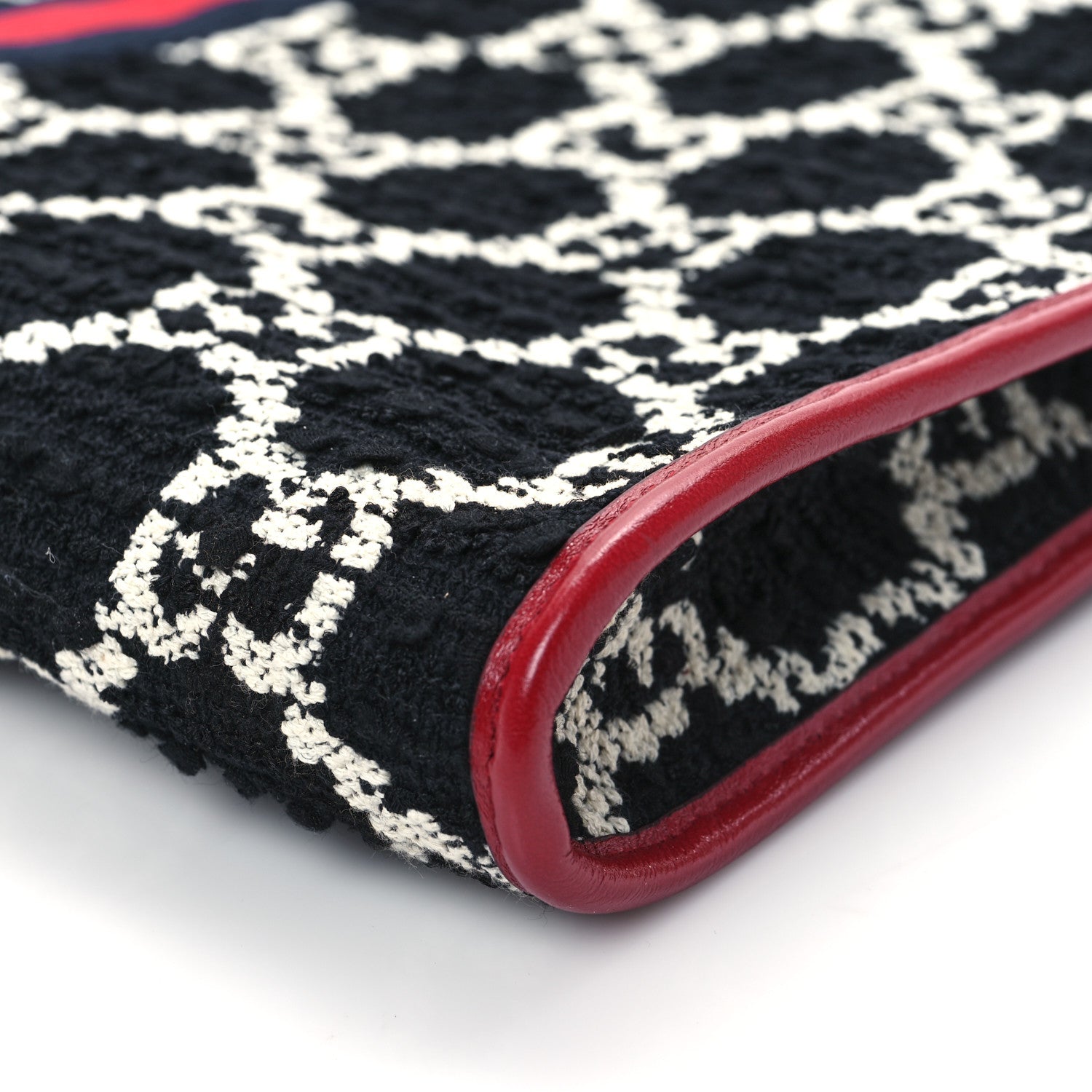 Gucci Tweed GG Monogram Large Rajah Chain Tote Romantic Cherry Black White 11 of 12