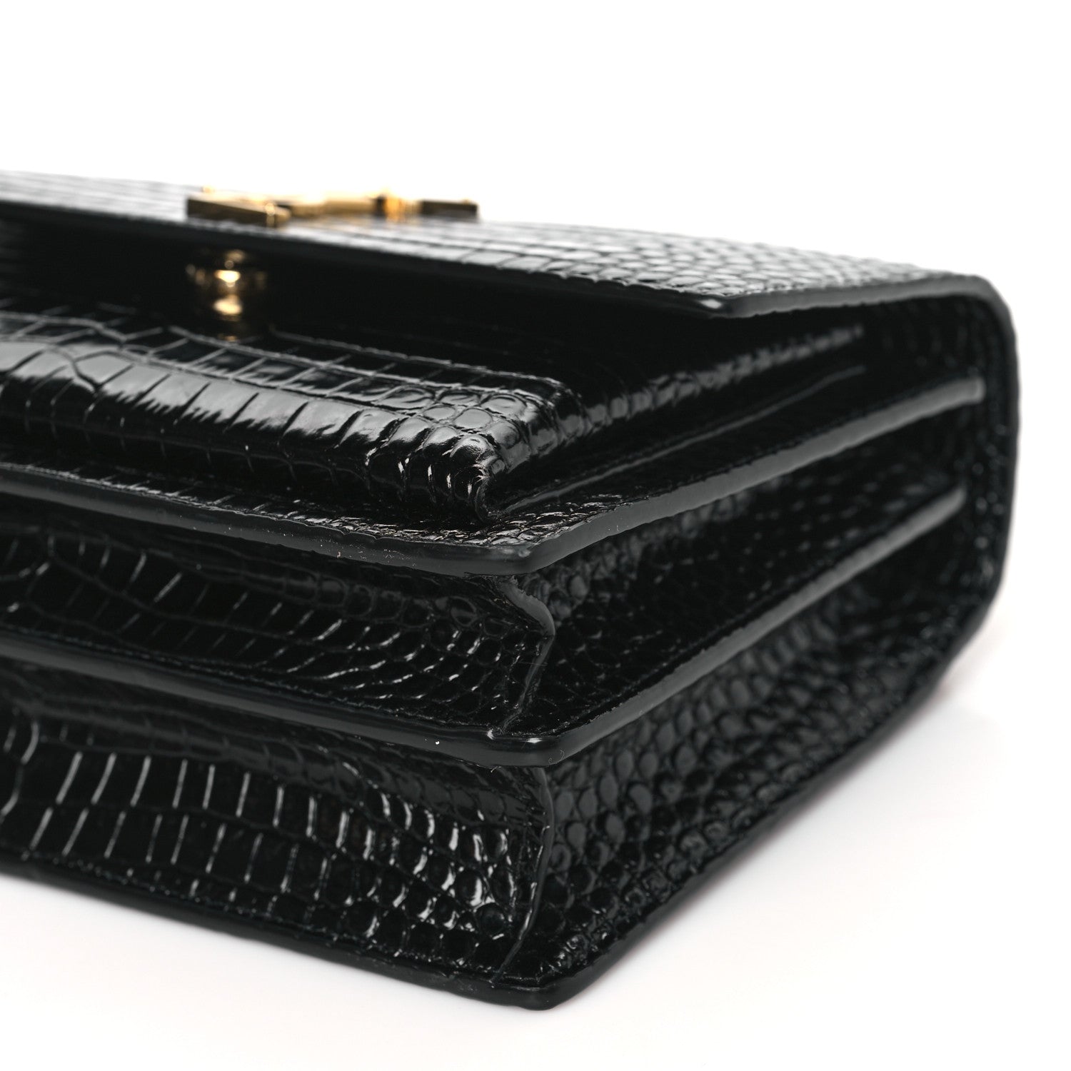 Saint Laurent Calfskin Crocodile Embossed Medium Monogram Sunset Black 8 of 10