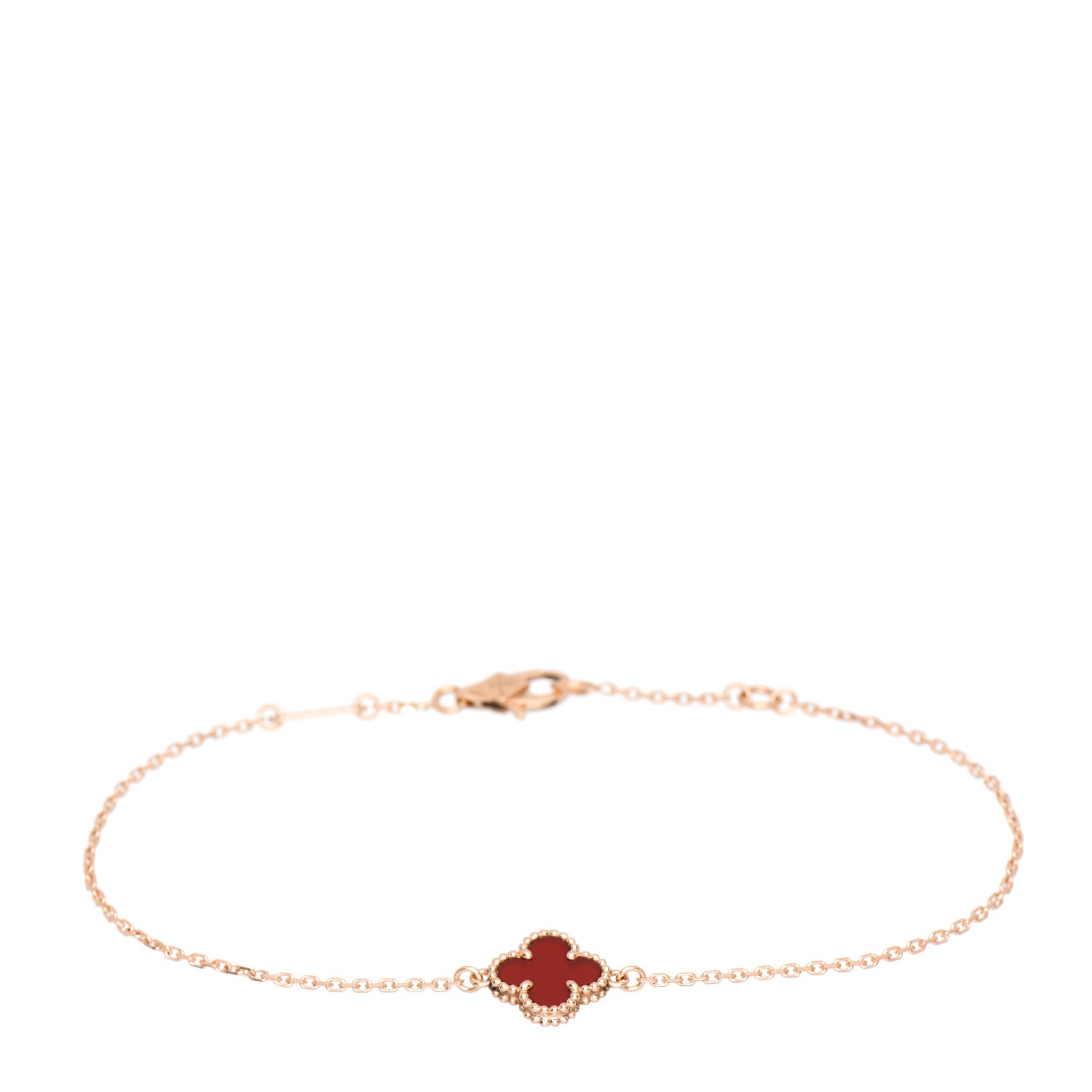 Van Cleef & Arpels 18K Rose Gold Carnelian Sweet Alhambra Bracelet 1 of 5