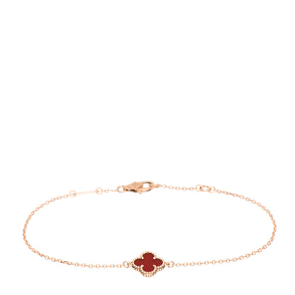Van Cleef & Arpels 18K Rose Gold Carnelian Sweet Alhambra Bracelet 1 of 5
