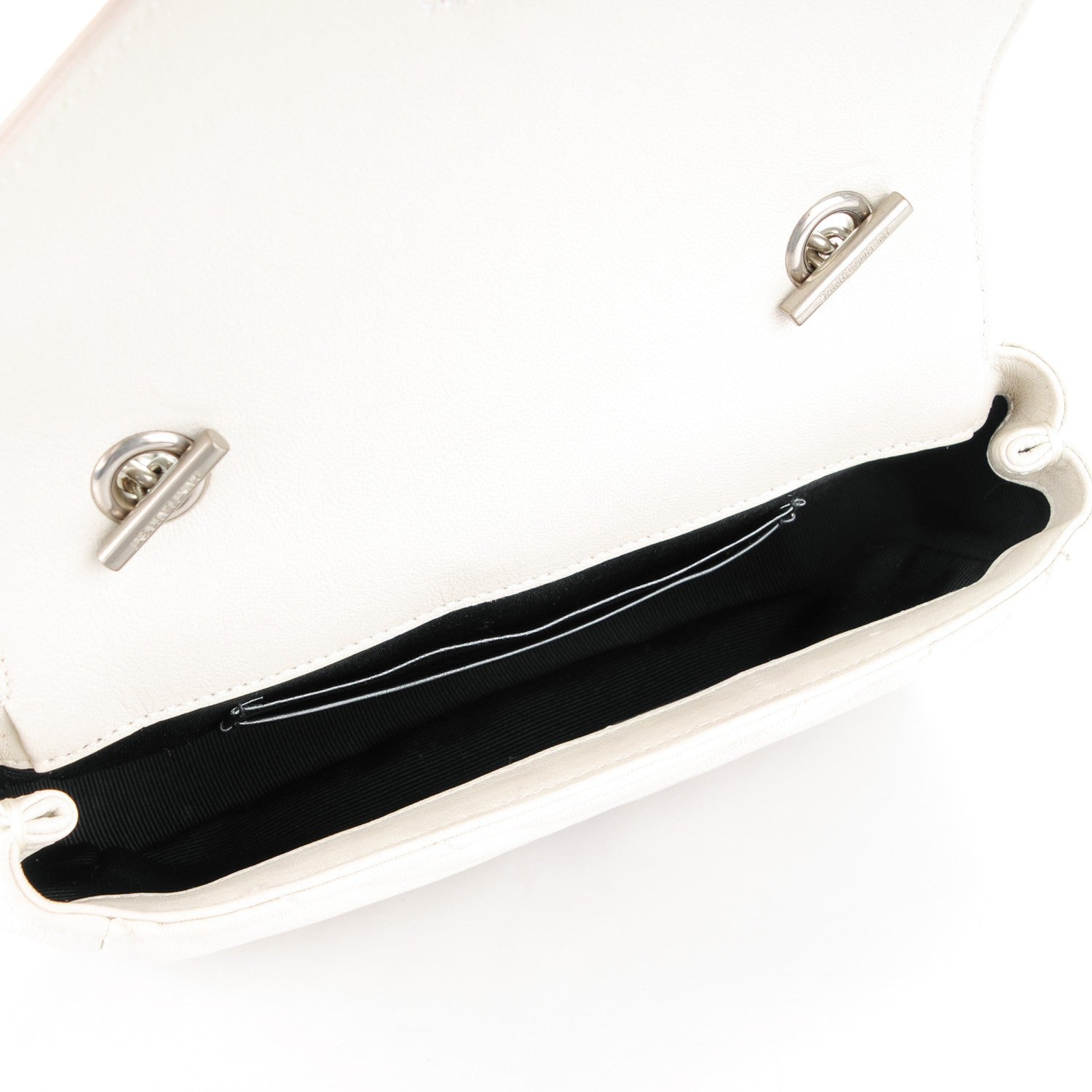 Saint Laurent Calfskin Matelasse Chevron Classic Monogram Baby Chain Bag Dove White 5 of 8