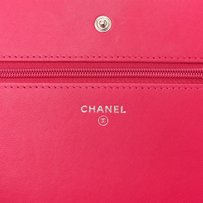 Chanel Lambskin Quilted Diamond CC Wallet On Chain WOC Pink 6 of 13
