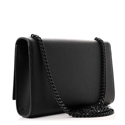 Saint Laurent Grain De Poudre Small Monogram Monochrome Kate Satchel Black 3 of 10