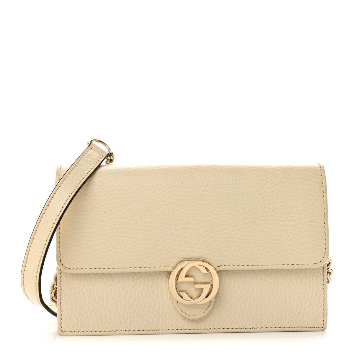 Dollar Calfskin Interlocking G Chain Wallet Ivoire