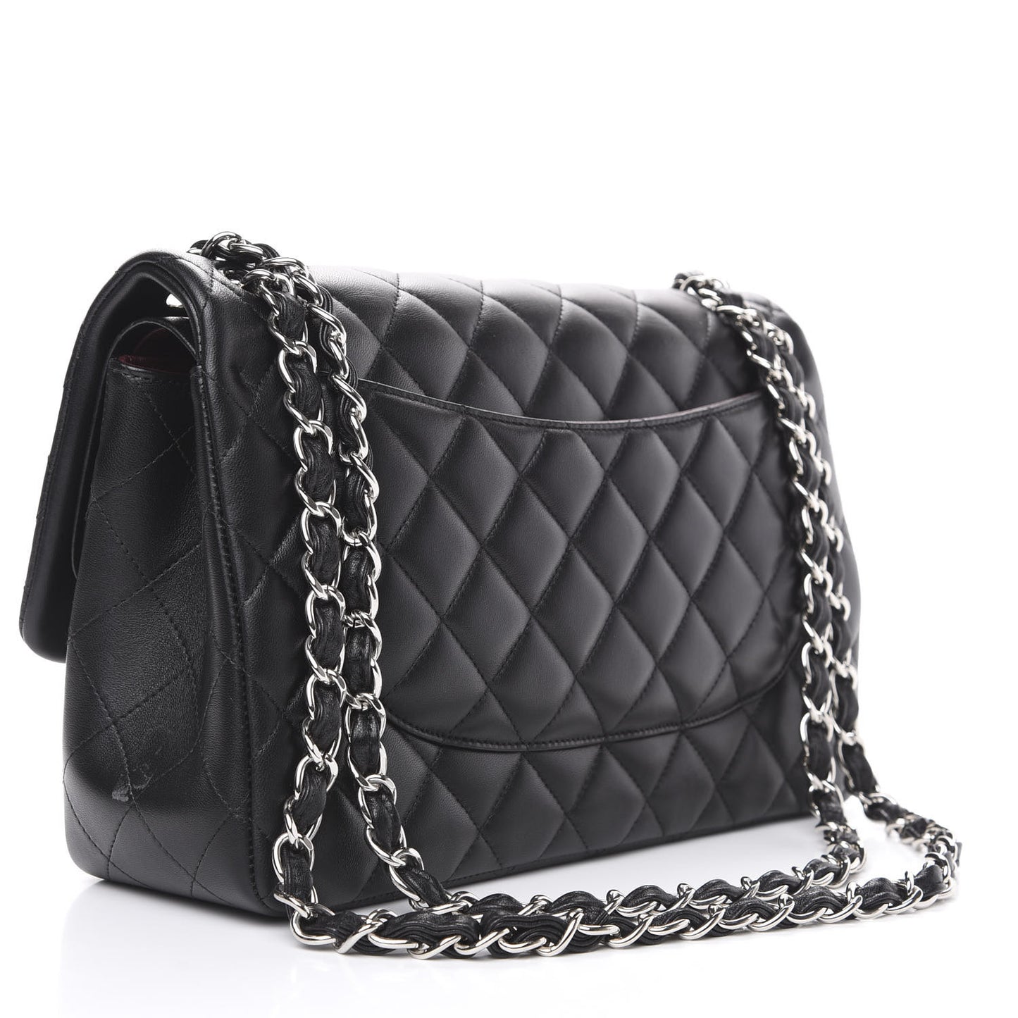 Lambskin Quilted Jumbo Double Flap Black