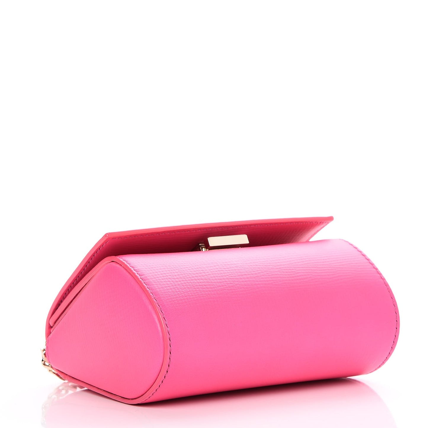 Textured Calfskin Micro Pandora Box Clutch Fuchsia