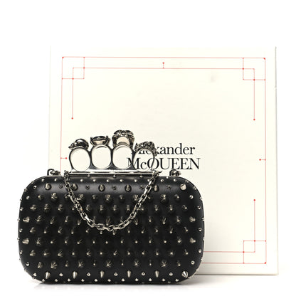 Alexander McQueen Calfskin Spike Studded Knuckle Box Clutch Black 10 of 10