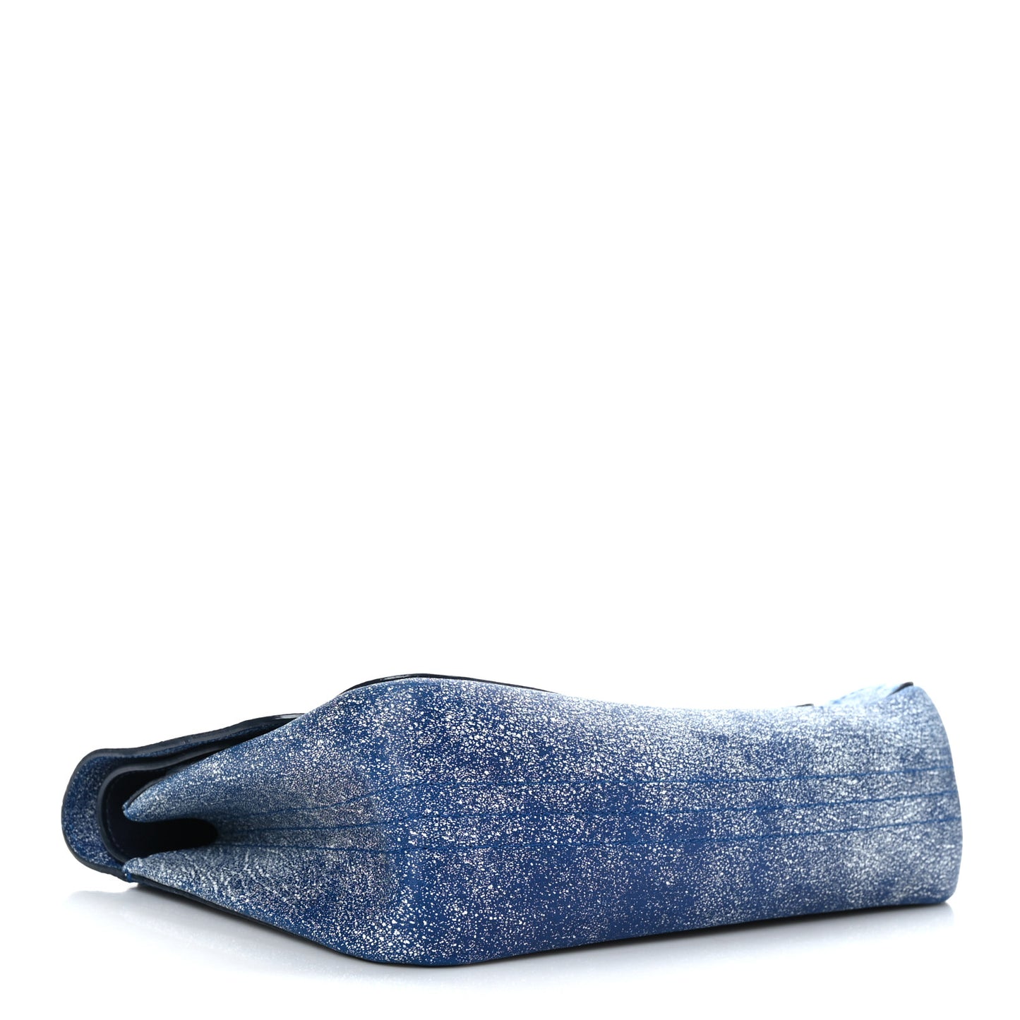 Crackled Calfskin Jumbo Double Flap Blue