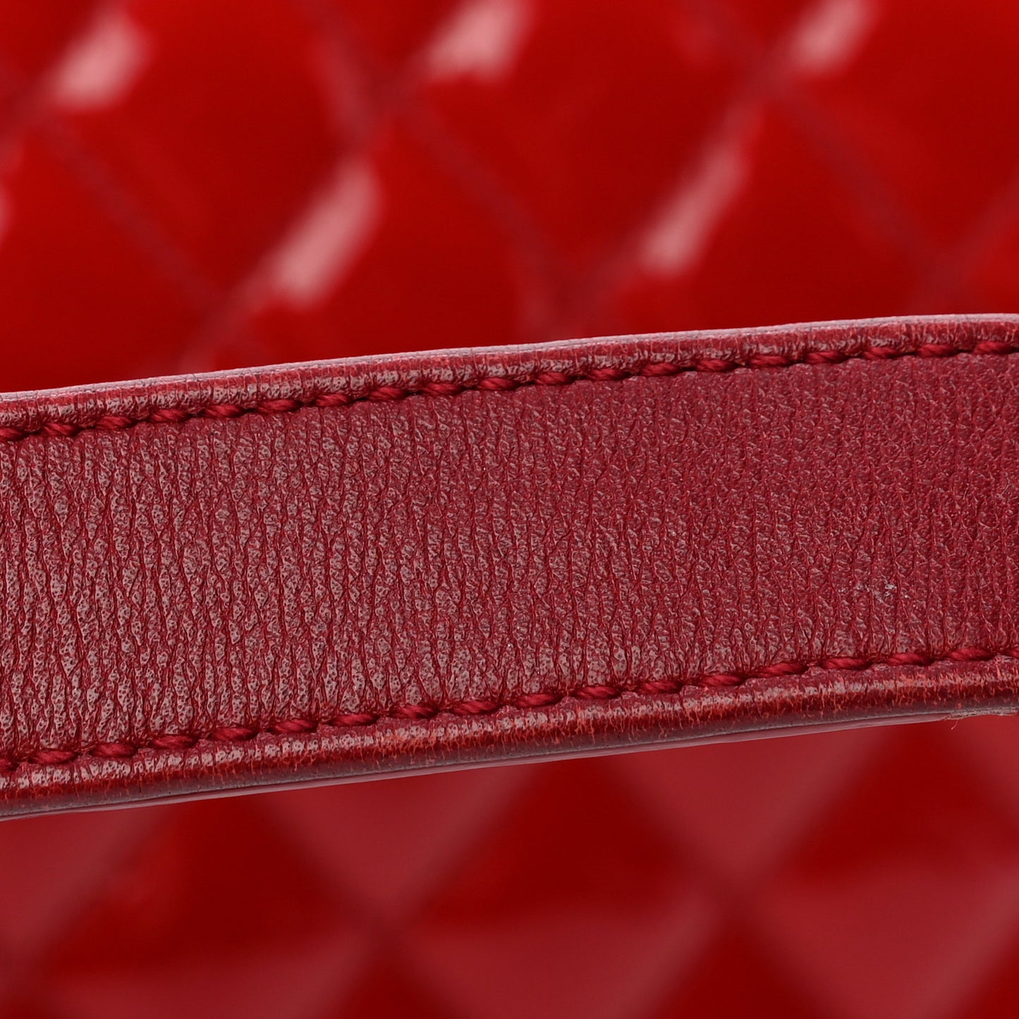Patent Calfskin Quilted Medium Plexiglass Boy Flap Red