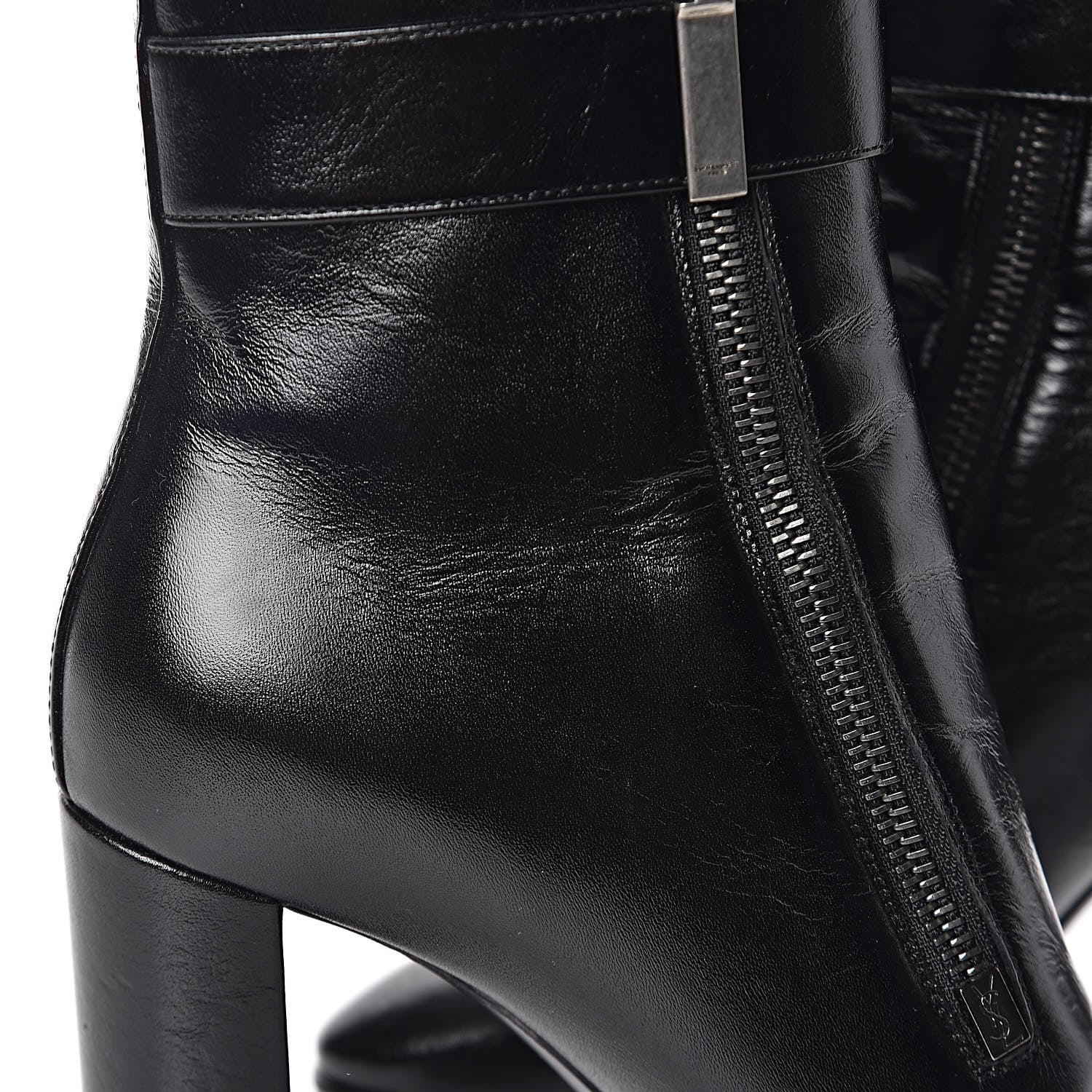 Saint Laurent Moroder Calfskin Loulou 95 Ankle Zip Booties 35.5 Black 17 of 17
