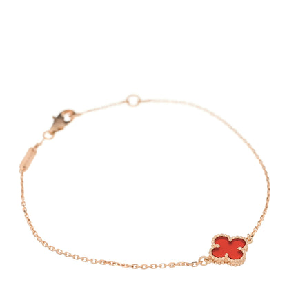 Van Cleef & Arpels 18K Rose Gold Carnelian Sweet Alhambra Bracelet 1 of 4