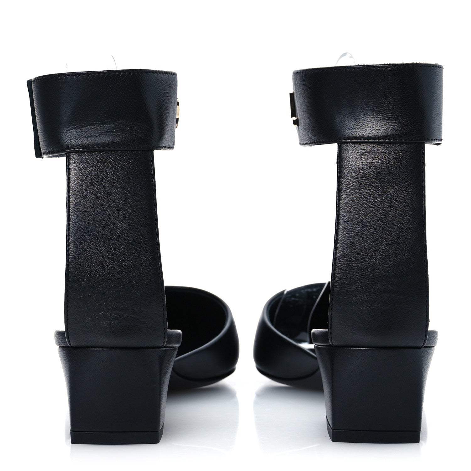 Chanel Lambskin Grosgrain Cap Toe Logo Ankle Strap Pumps 36.5 Black 6 of 12