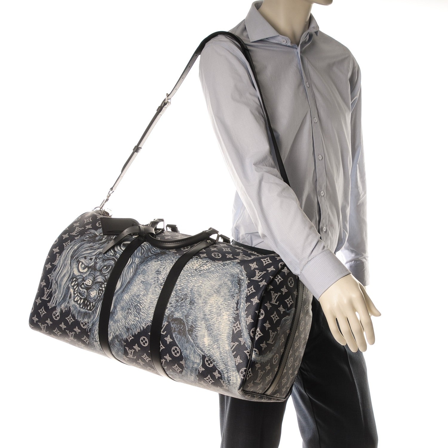 Louis Vuitton Savane Monogram Lion Chapman Keepall Bandouliere 55 Encre 2 of 7
