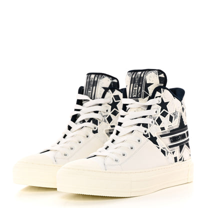 Christian Dior Canvas Embroidered Womens Walk'n' Dior Star High Top Sneakers 36 White Navy 3 of 12