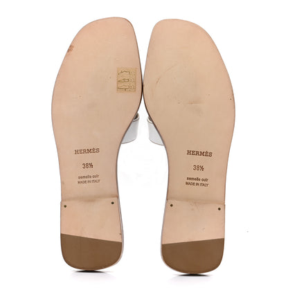 Hermes Box Calfskin Oran Sandals 38.5 White 5 of 8