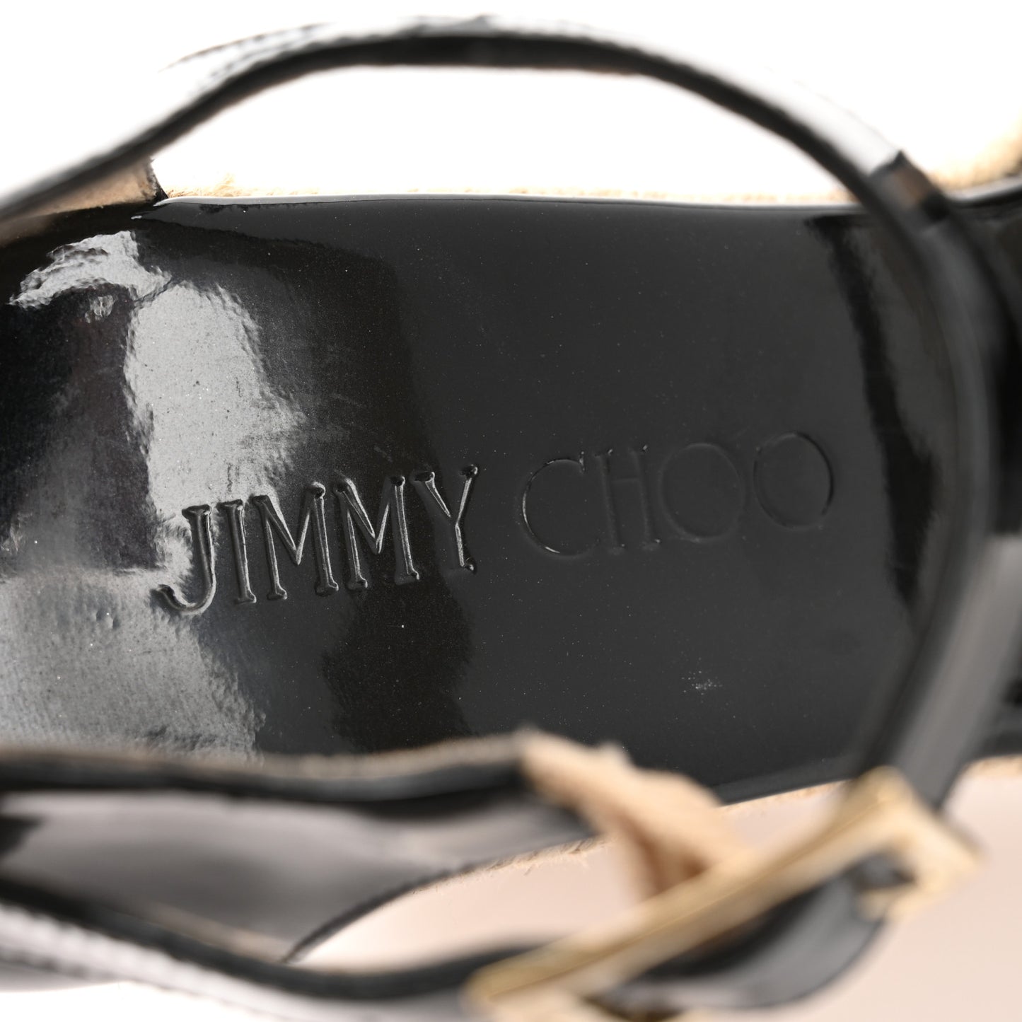 Patent Aimee Espadrille Wedge Sandals 36.5 Black