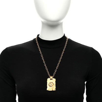 Gucci Metal Interlocking G Dog Tag Necklace Gold 2 of 5
