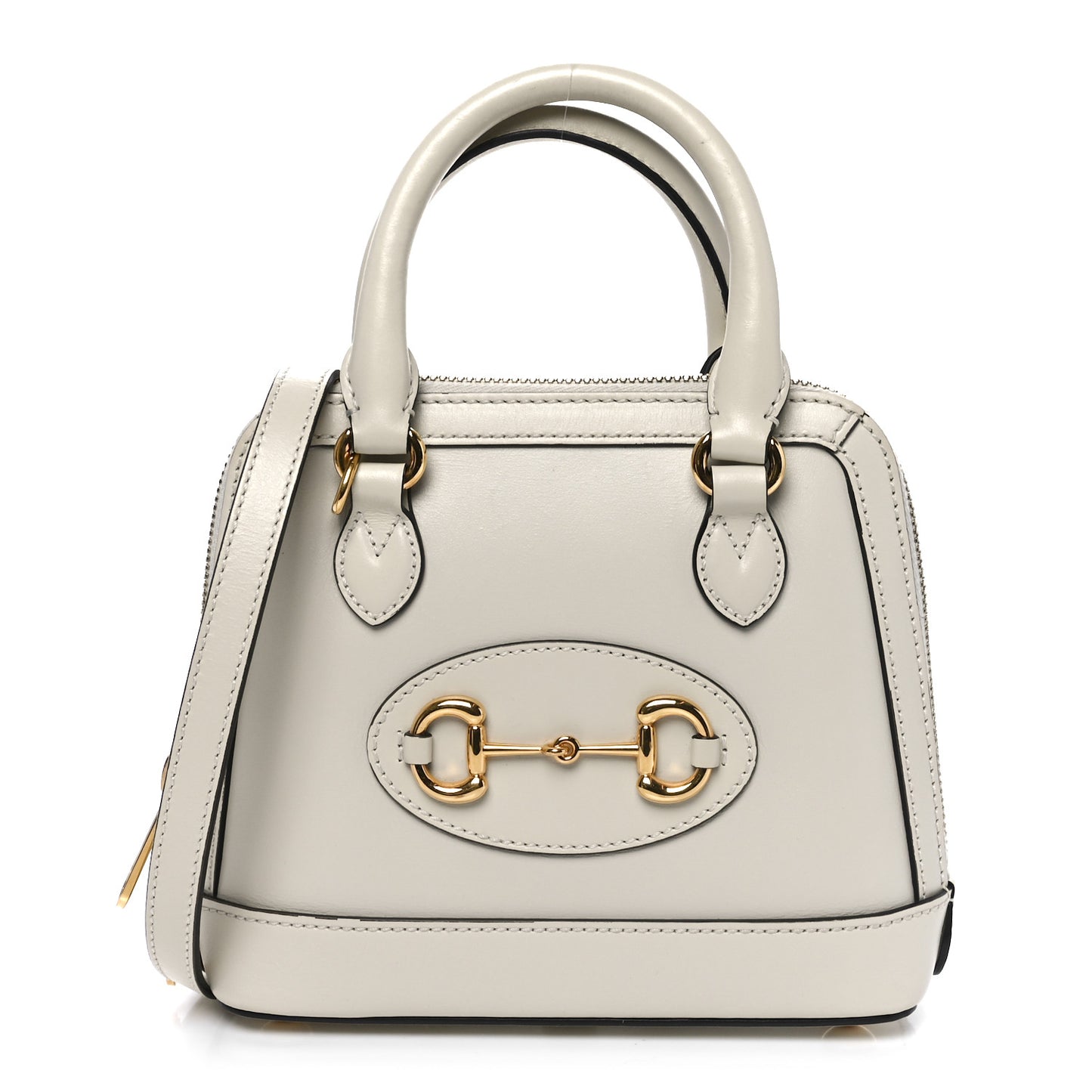 Boarded Plutone Calfskin Mini Horsebit 1955 Top Handle Bag Mystic White