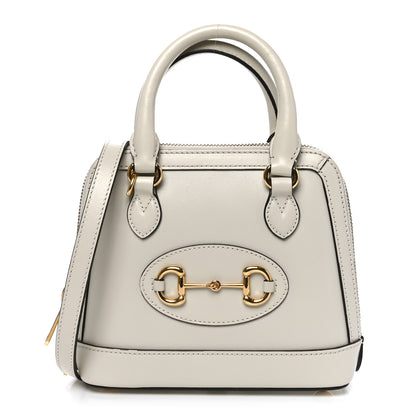 Gucci Boarded Plutone Calfskin Mini Horsebit 1955 Top Handle Bag Mystic White 1 of 10