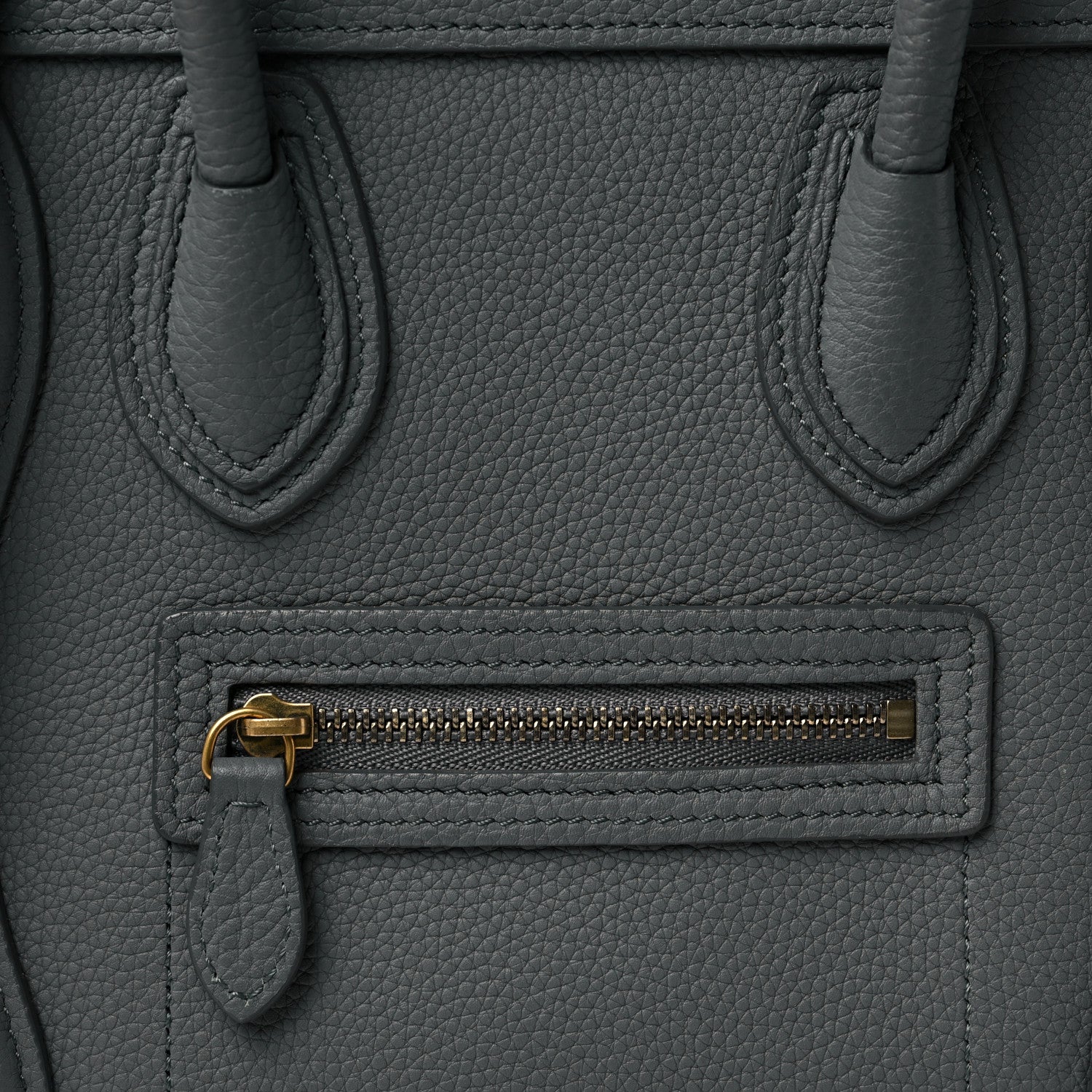 Celine Drummed Calfskin Nano Luggage Kohl 8 of 12