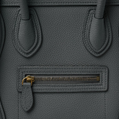 Celine Drummed Calfskin Nano Luggage Kohl 8 of 12