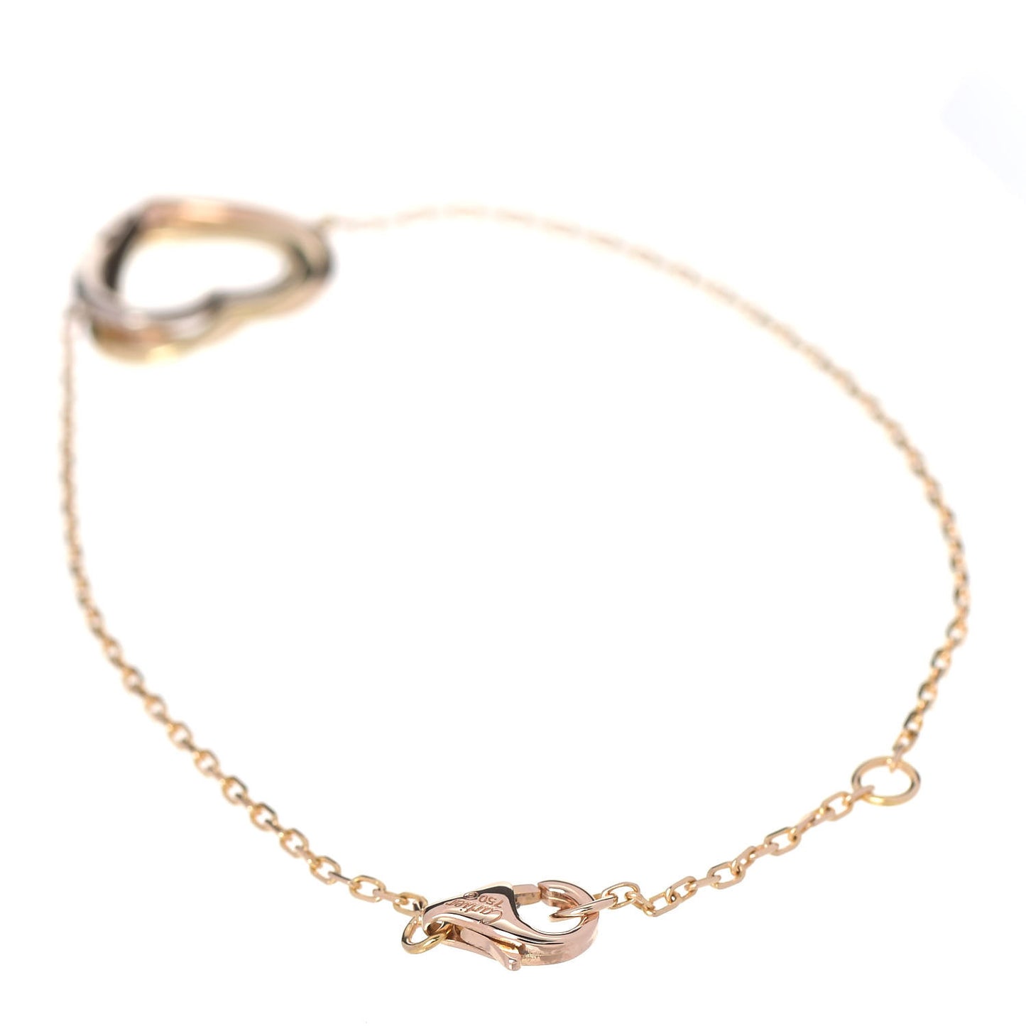 18K Pink Yellow White Gold Trinity Heart Bracelet