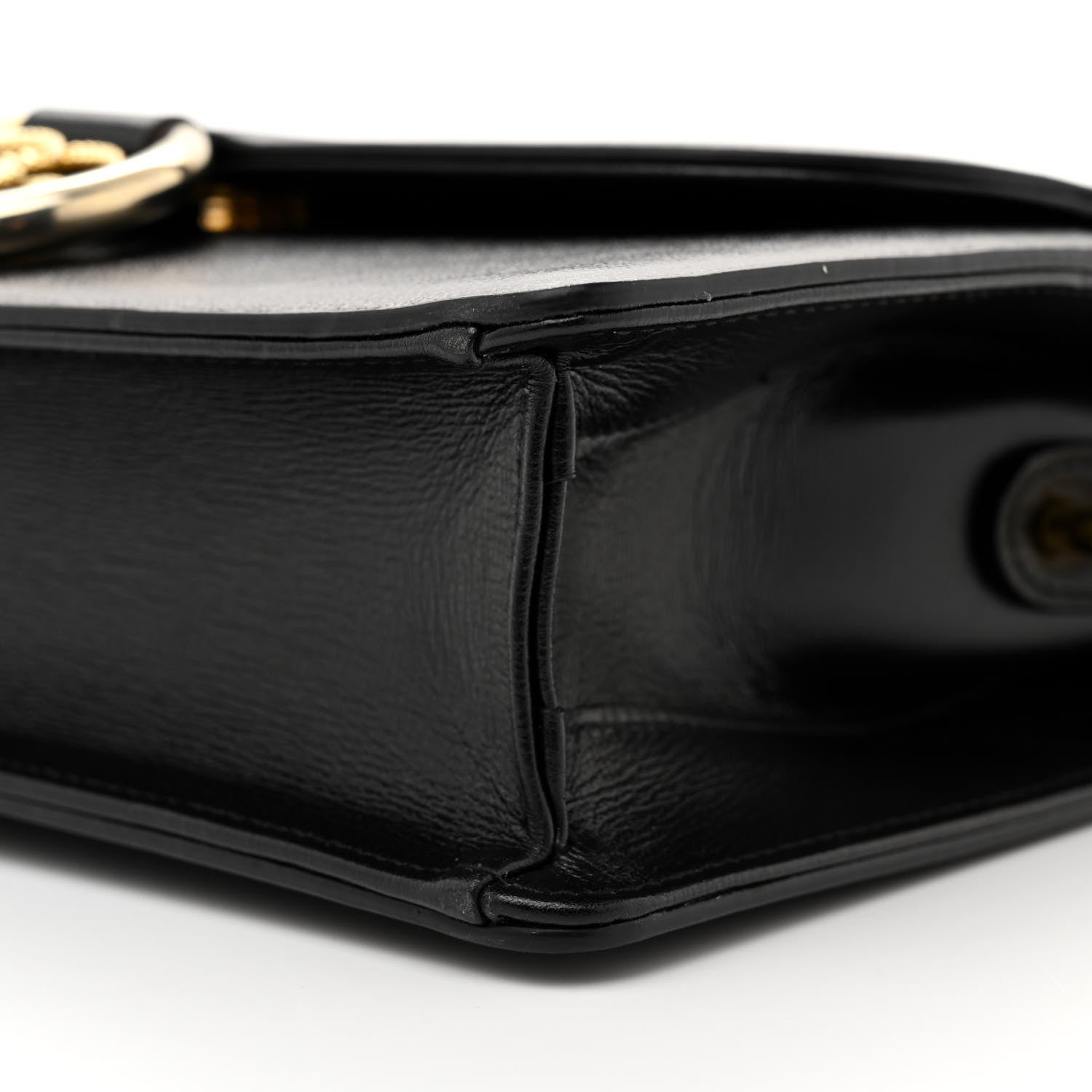 Gucci Textured Calfskin Medium Torchon GG Ring Shoulder Bag Black 10 of 12