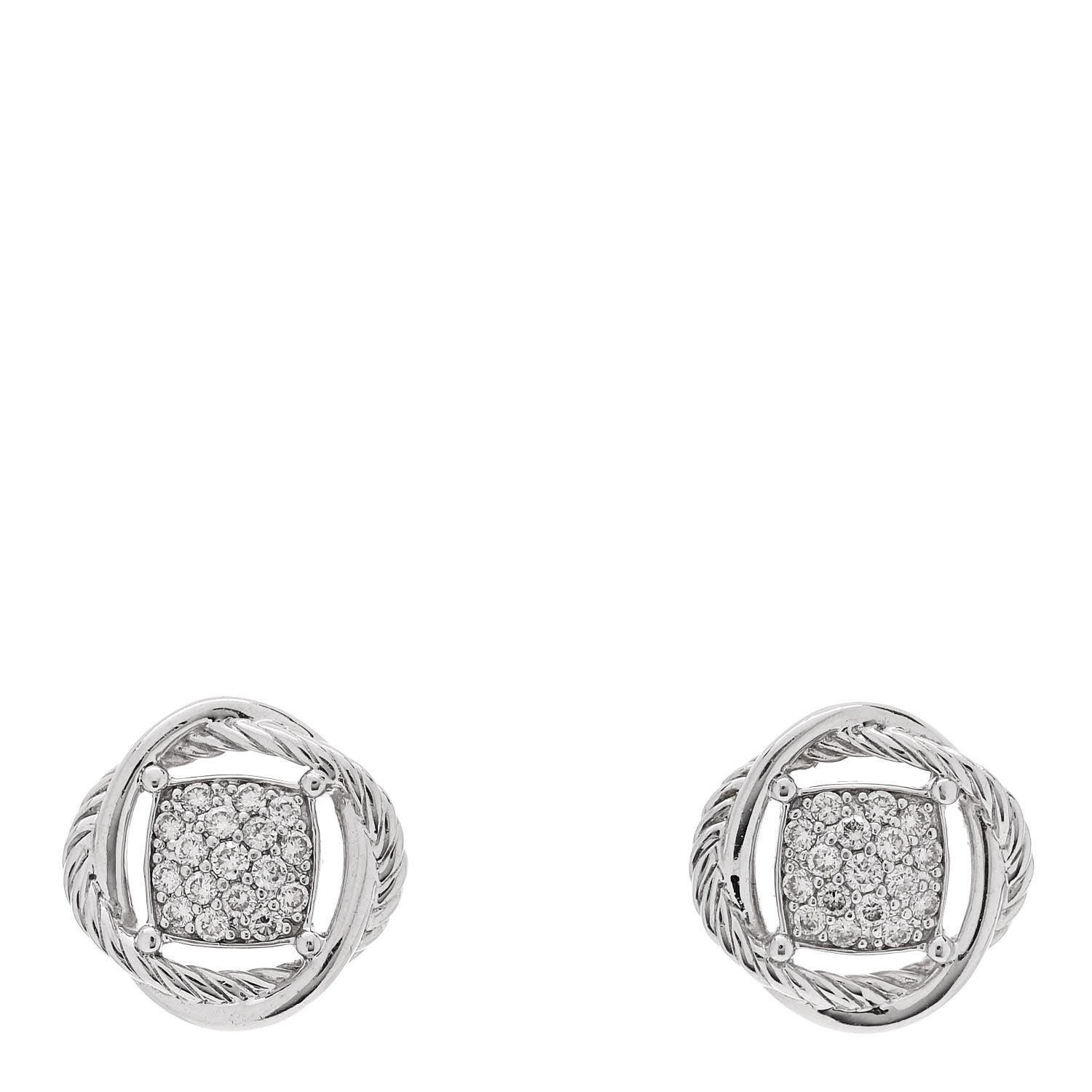 David Yurman Sterling Silver Diamond 13mm Infinity Earrings 1 of 4