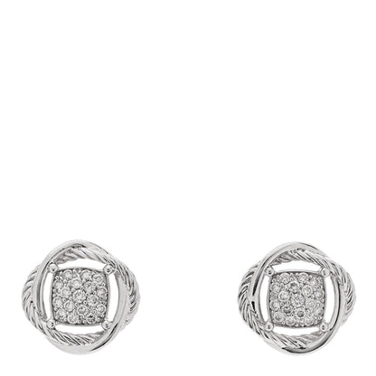 David Yurman Sterling Silver Diamond 13mm Infinity Earrings 1 of 4
