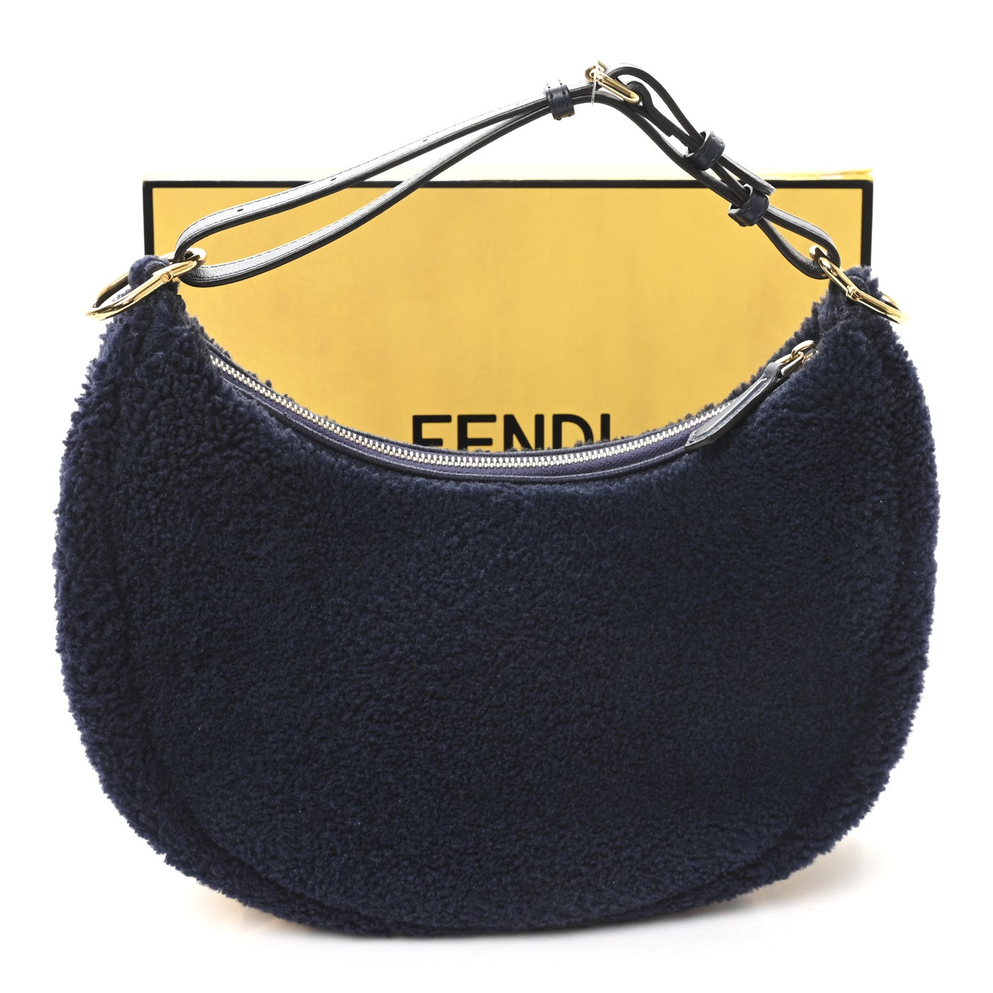 Sheep Fur Vitello Grace Small Fendigraphy Hobo Midnight
