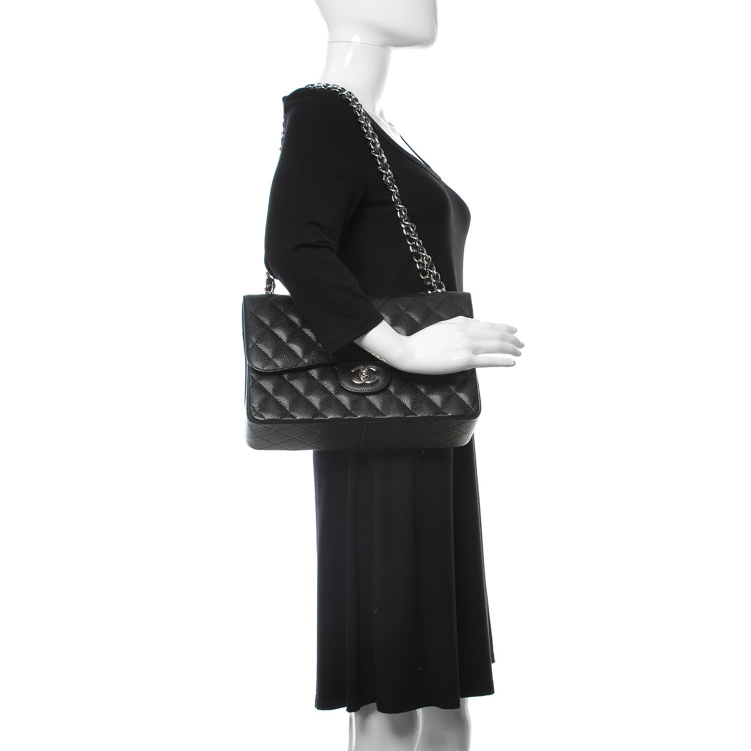 Chanel Caviar Quilted Jumbo Double Flap Black 3 of 11