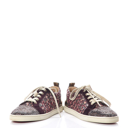 Christian Louboutin Crystal Metallic Suede Peacock Woven Lurex Gondolastrass Sneakers 40 Burgundy 6 of 10