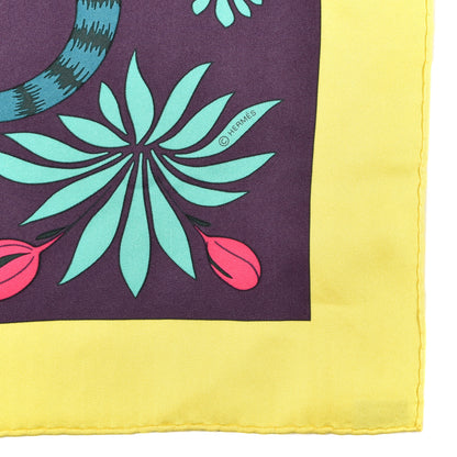 Hermes Silk Les Leopards Scarf 90 Jaune Vif Marine Canard 4 of 5