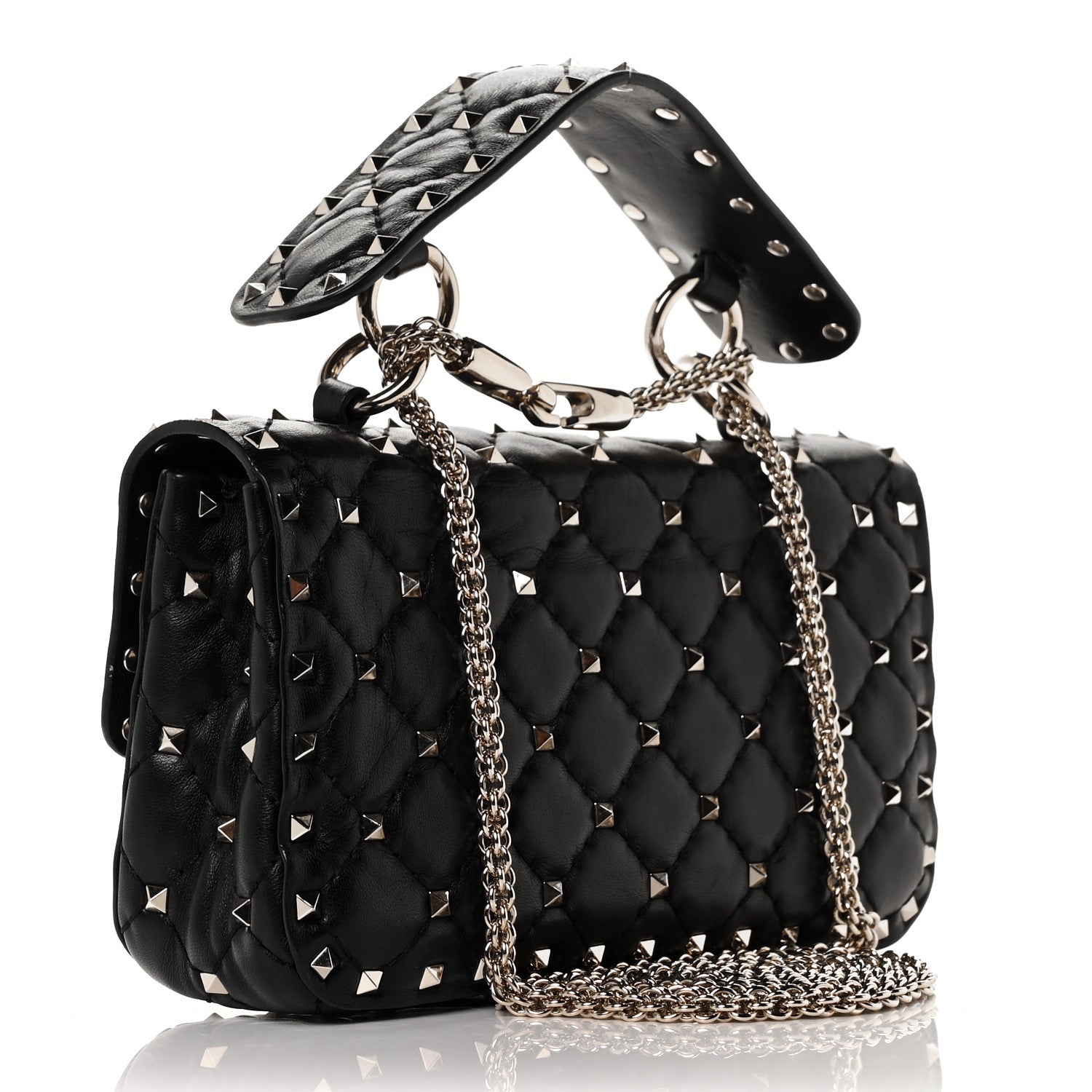 Valentino Garavani Lambskin Small Rockstud Spike Shoulder Bag Black 3 of 9