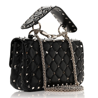 Valentino Garavani Lambskin Small Rockstud Spike Shoulder Bag Black 3 of 9