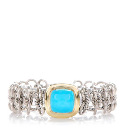 David Yurman Sterling Silver 18K Yellow Gold Turquoise 14mm Albion Bracelet 1 of 6