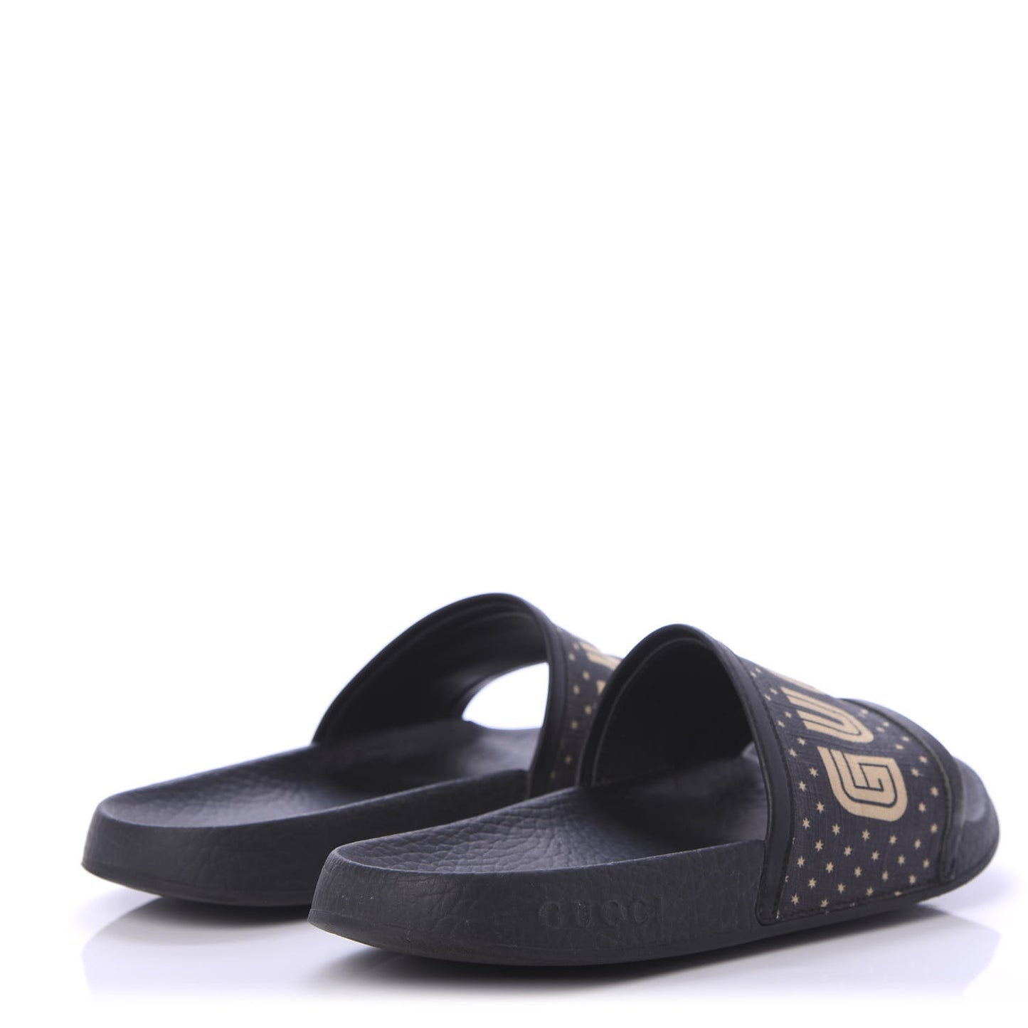 X SEGA Supreme Canvas GUCCY Stars Womens Slide Sandals 35 Black Gold
