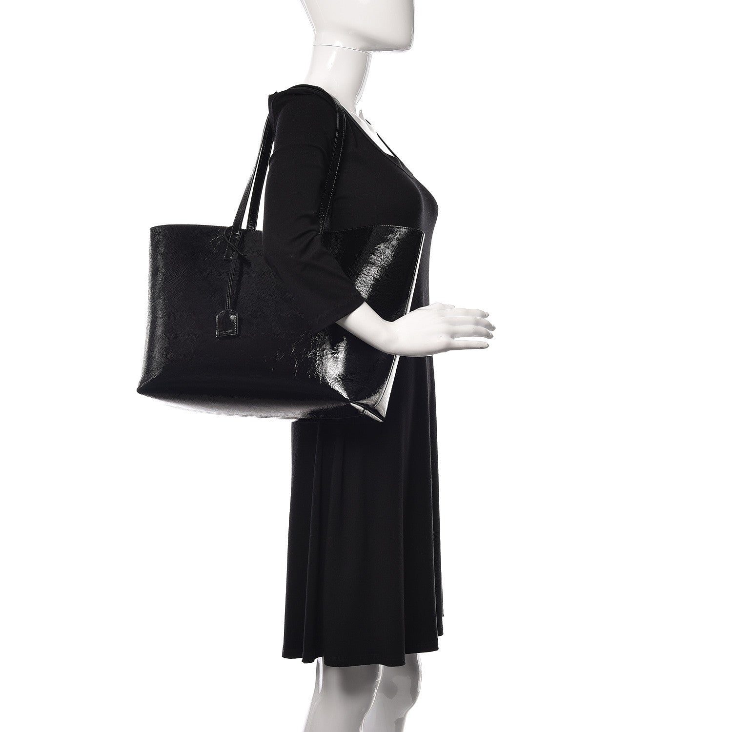 Saint Laurent Patent Calfskin Large Shopping Tote Black 2 of 10