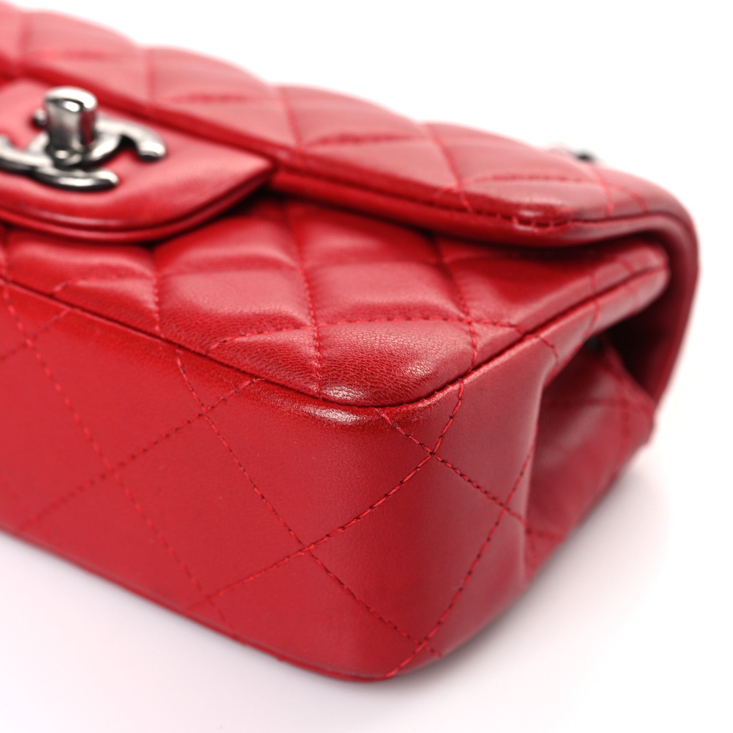 Chanel Lambskin Quilted Extra Mini Rectangular Flap Red 9 of 10