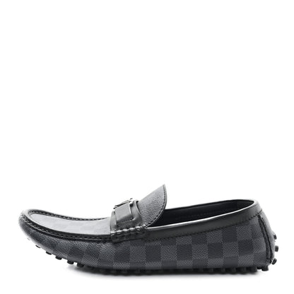 Louis Vuitton Mens Damier Graphite Hockenheim Moccasin Loafers 9 Onyx 1 of 9