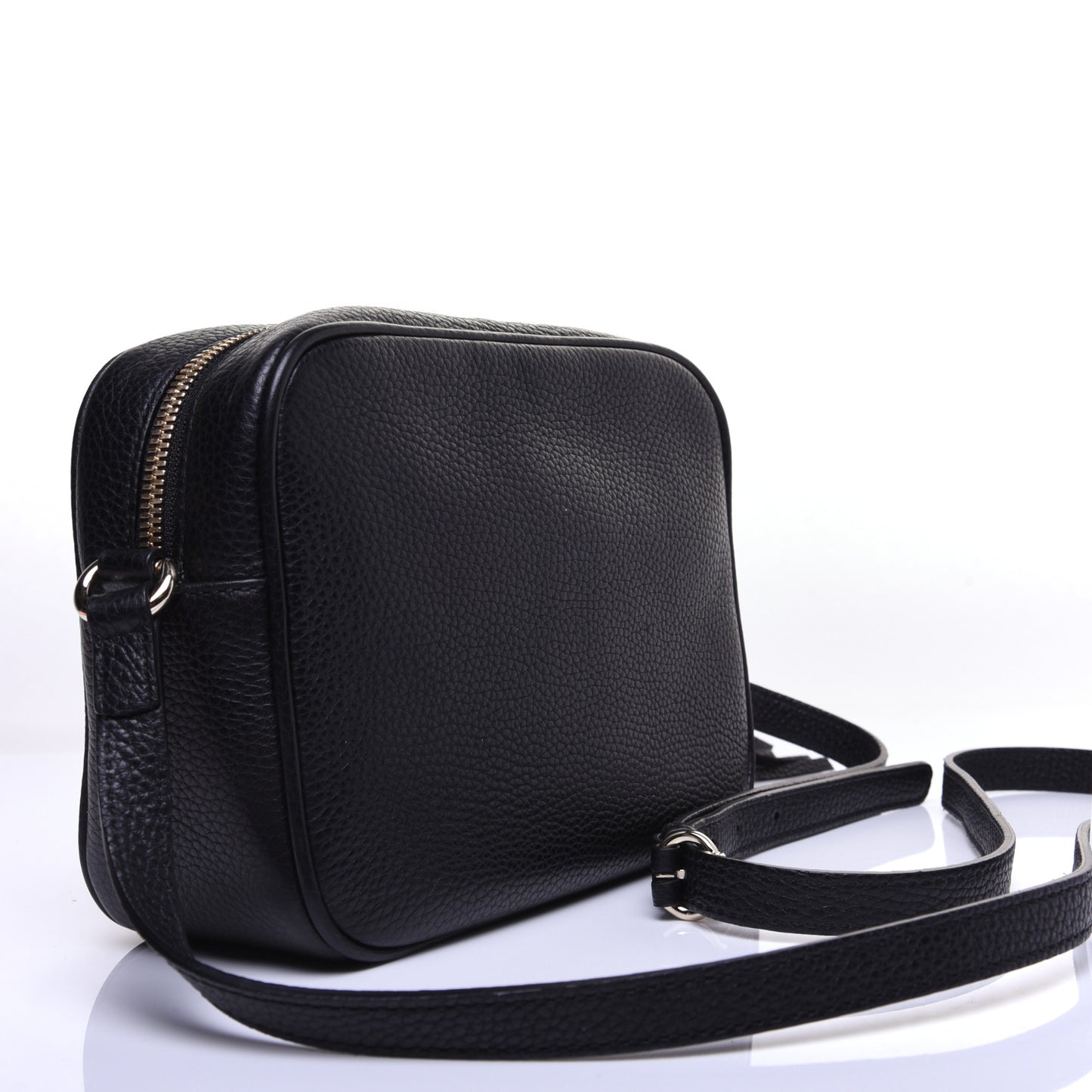 Pebbled Calfskin Small Soho Disco Bag Black