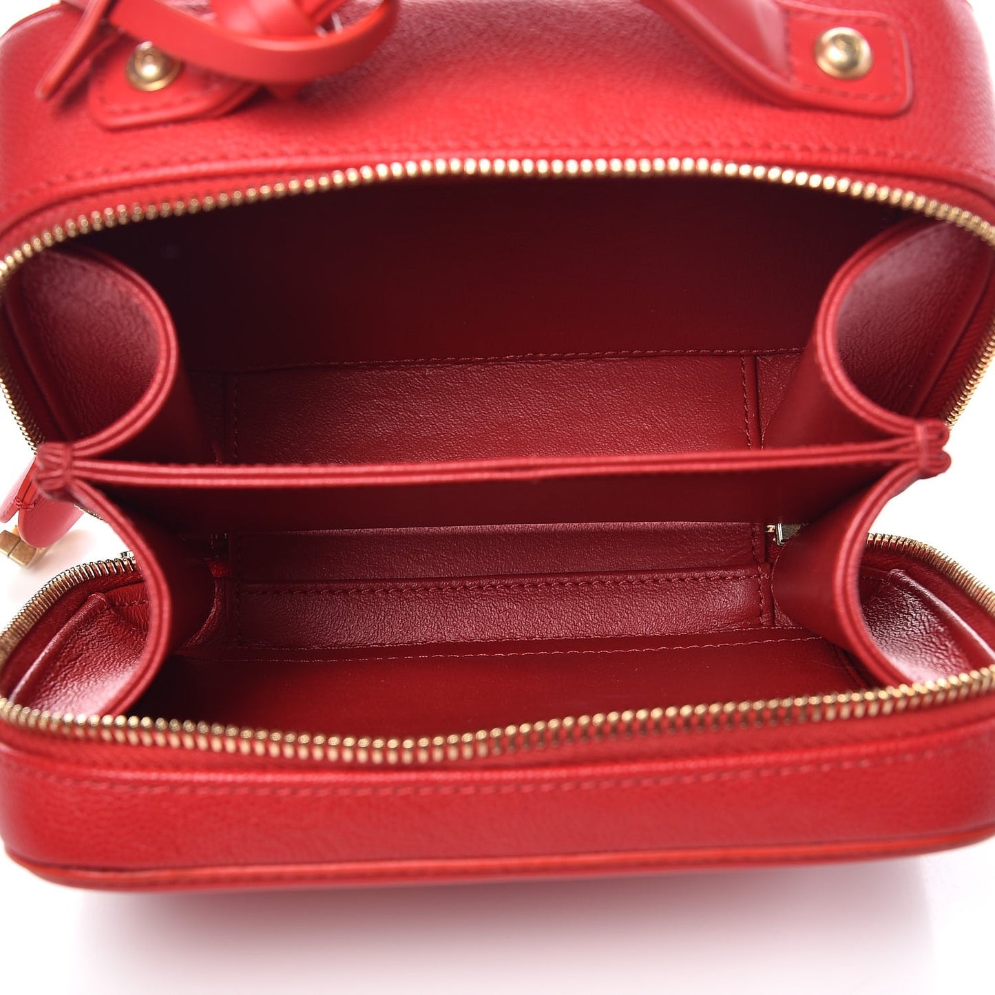 Caviar Quilted Small CC Filigree Vanity Case Red