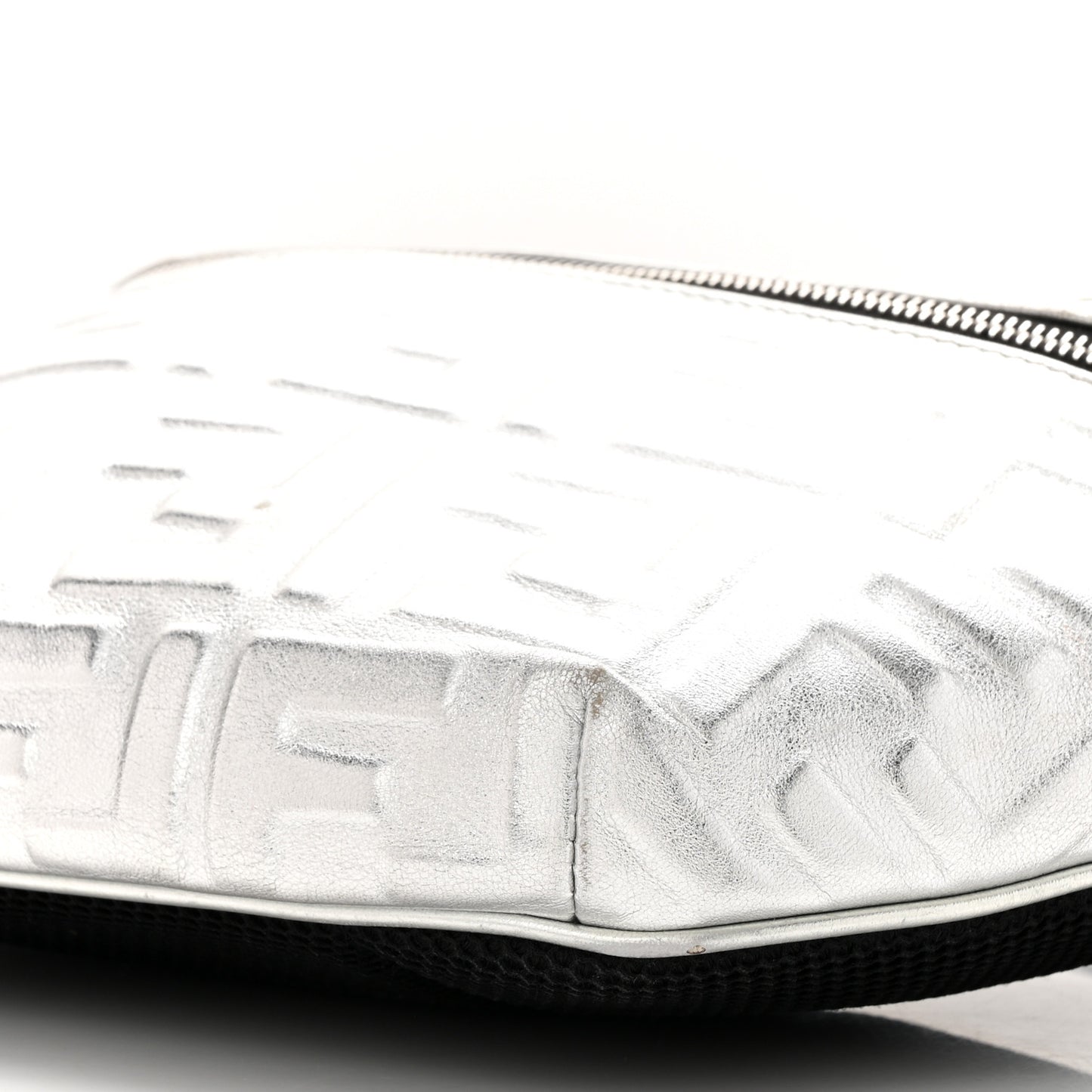 Vitello Catalan Mirror FF 1974 Embossed Belt Bag Argento