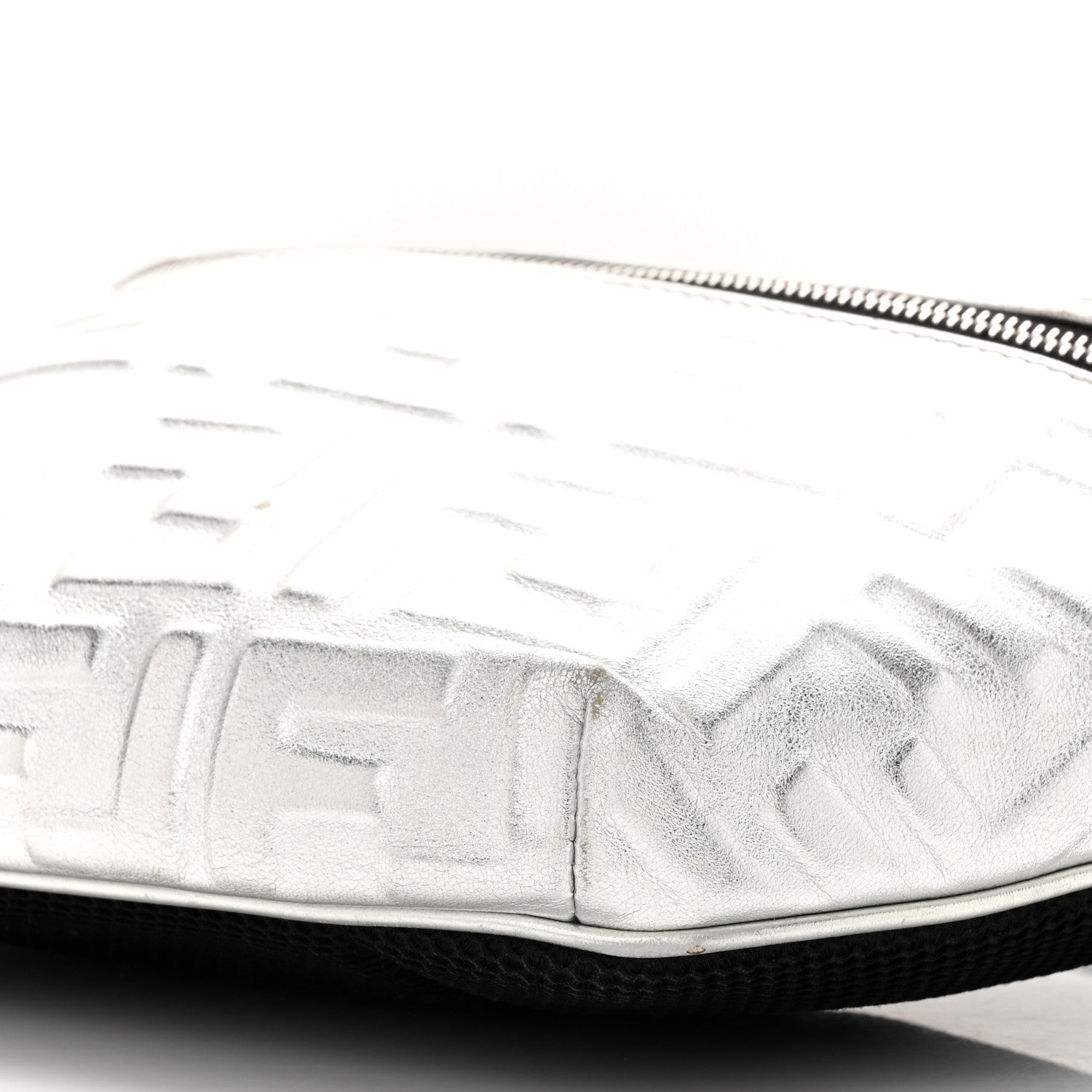 Fendi Vitello Catalan Mirror FF 1974 Embossed Belt Bag Argento 10 of 10