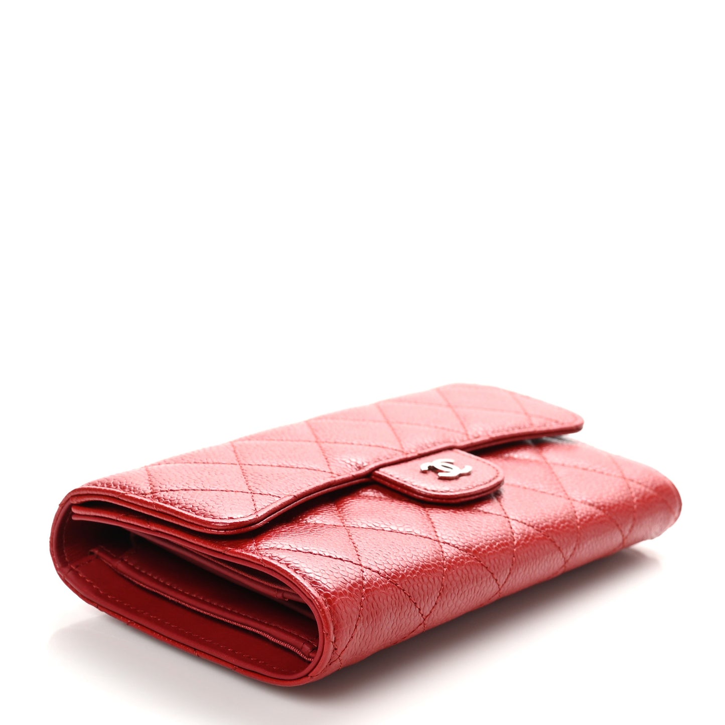 Caviar Quilted Large Flap Wallet Red
