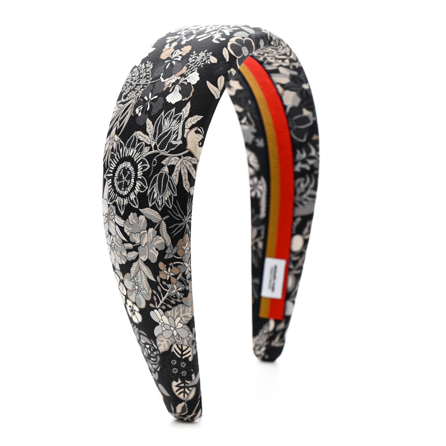 Hermes Silk Twill Gina Bloom Headband Black 5 of 6