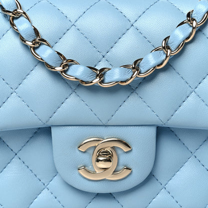 Chanel Lambskin Quilted Mini Rectangular Flap Light Blue 8 of 11