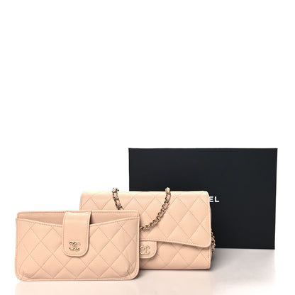 Chanel Caviar Quilted Phone Holder Wallet on Removable Chain Light Beige 15 of 15