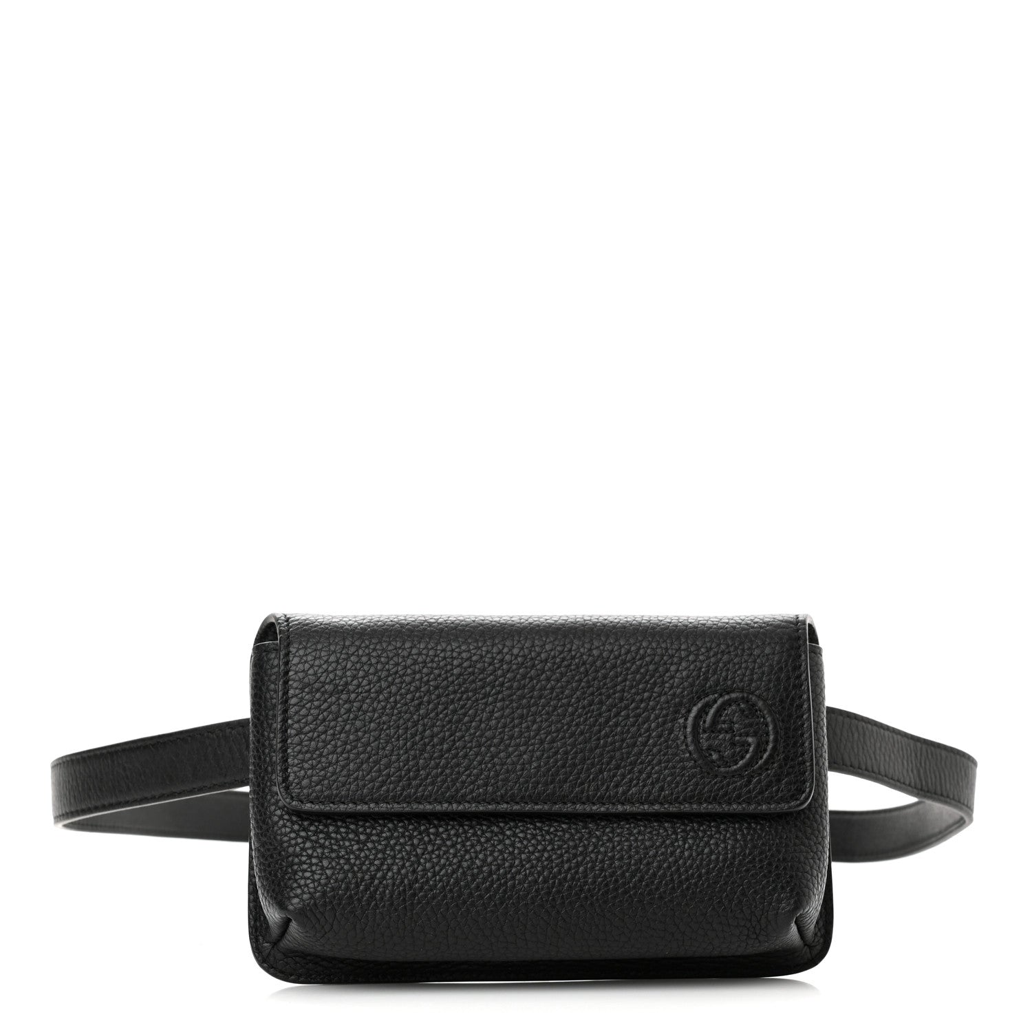 Gucci Pebbled Calfskin Soho Flap Belt Bag Black 1 of 11